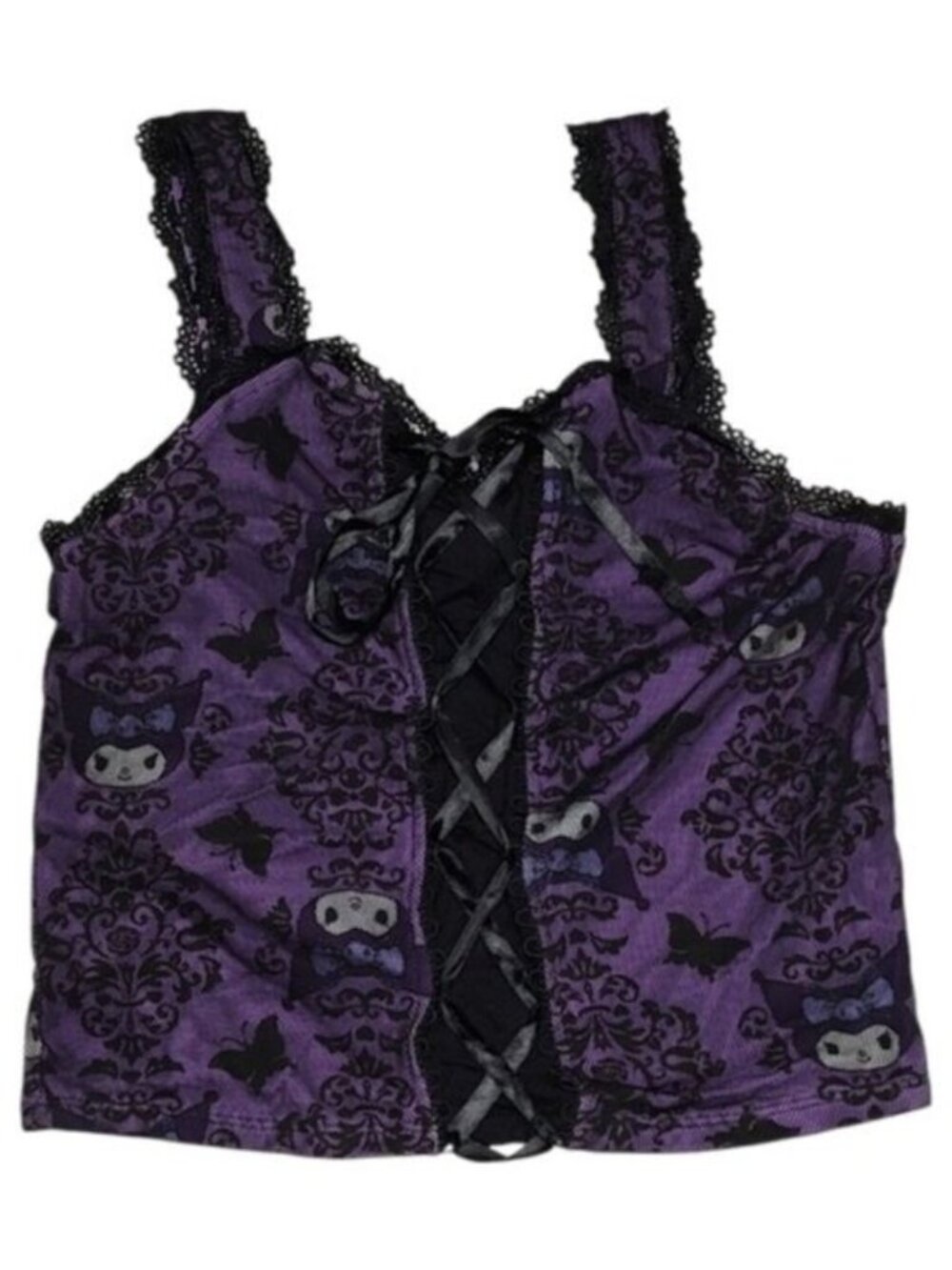 Hot Topic Kuromi Mesh Knit Corset Tank Top S